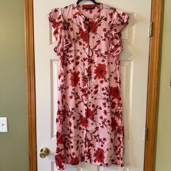Zara floral print linen tunic midi dress - Picture 3 of 9